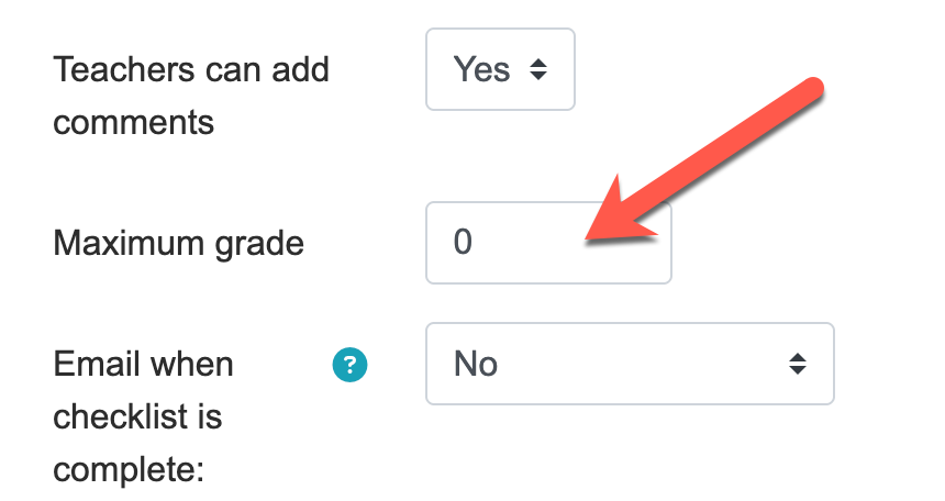 Screenshot of maximum grade being set to 0 in Moodle